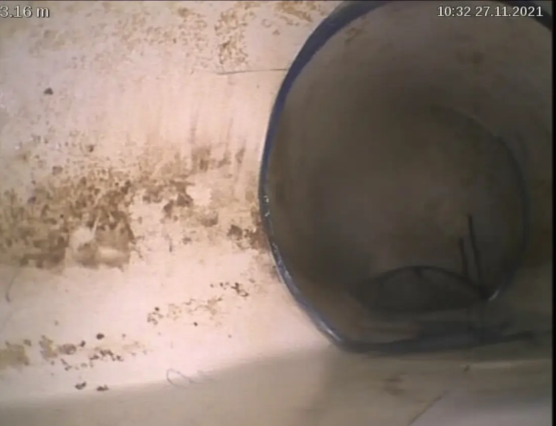 CCTV drain camera view showing the inside of a Brisbane drainage pipe