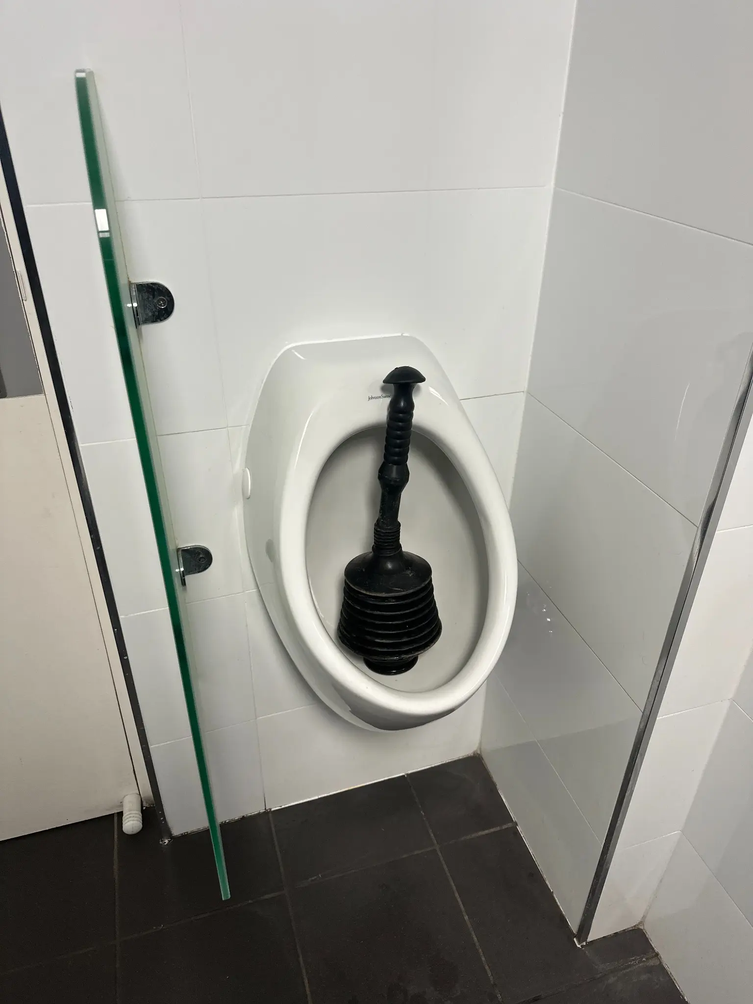 Blocked commercial urinal requiring a Brisbane plumber