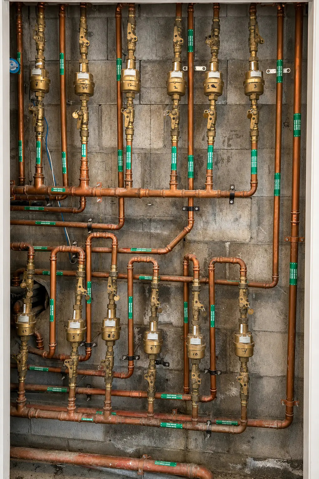 Commercial plumbing manifold maintained by a Brisbane plumber